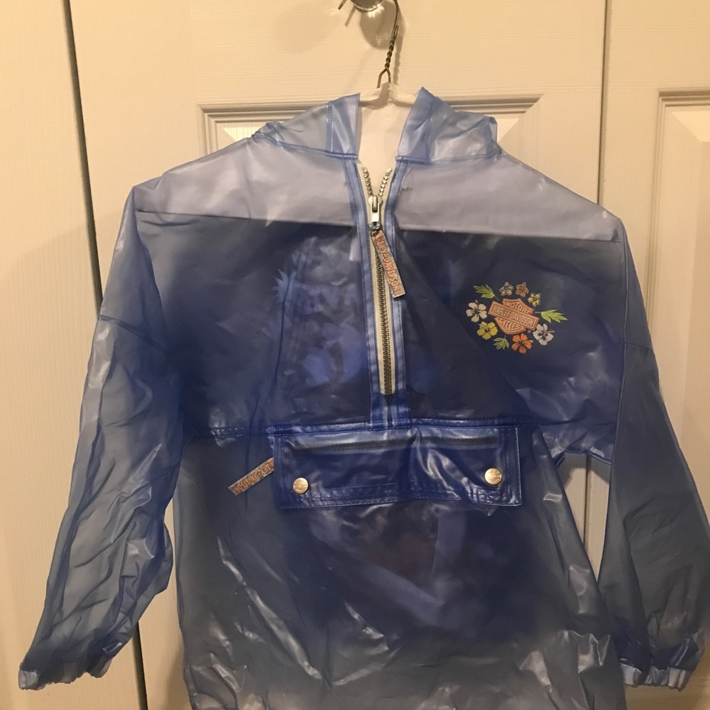 Harley Davidson motorcycle kid size 6 blue rain jacket coat Fanny pack raincoat